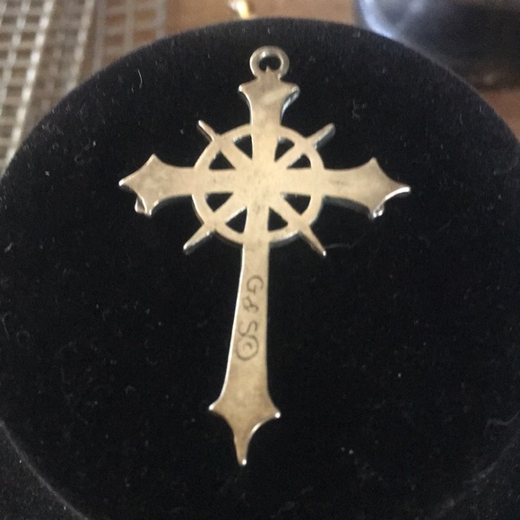 Silver cross with turquoise chips - Picture 2 of 4